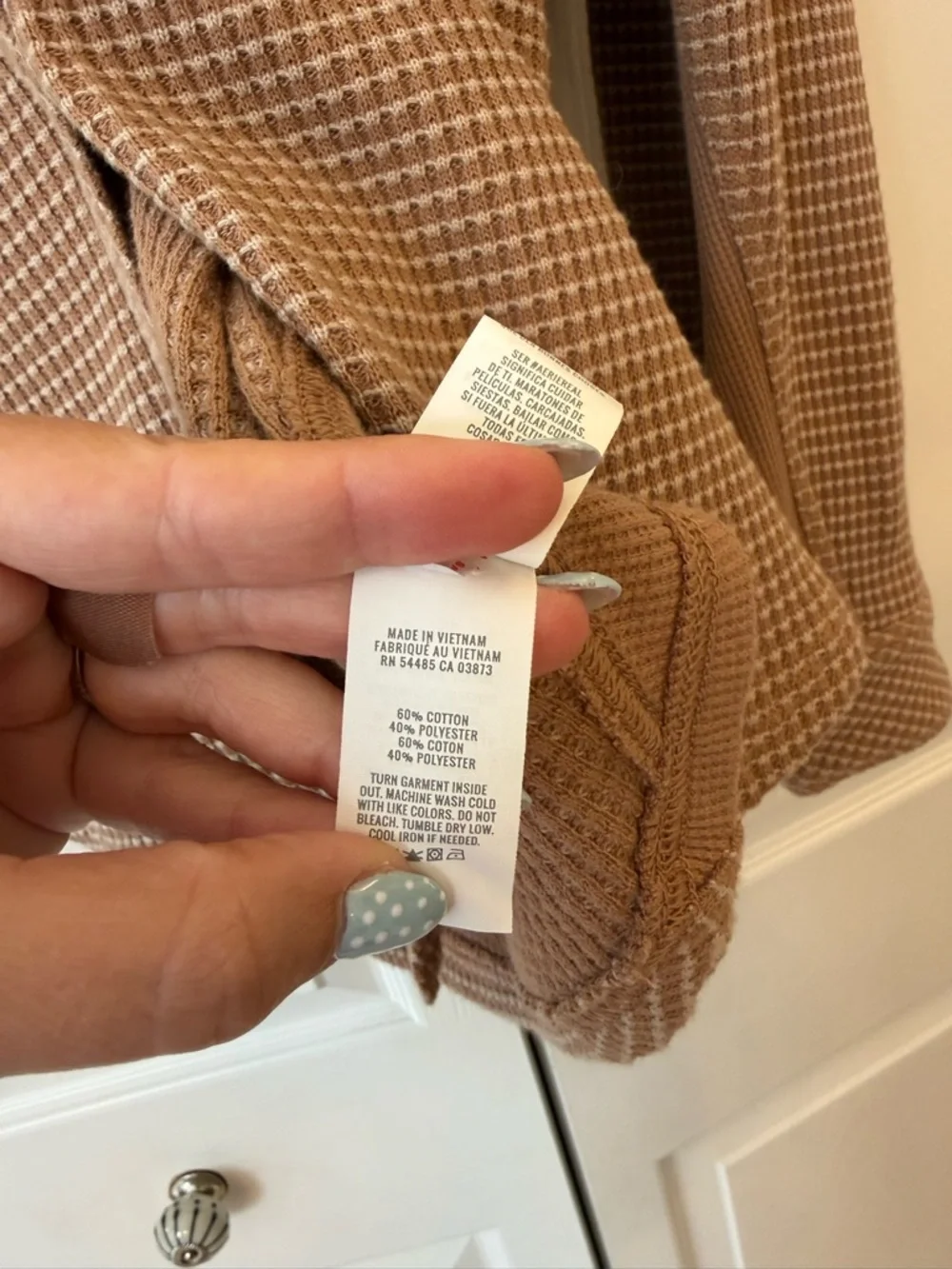 Aerie LumberJane Waffle Shirt Oversized Button Up Brown Tan Womens size Small - Picture 6 of 10